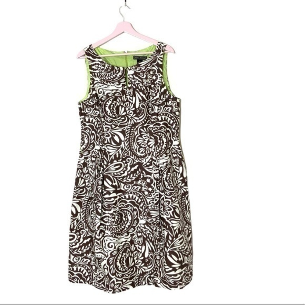 Vtg Jessica Howard brown white contrast maximalist floral sleeveless dress 16‎
